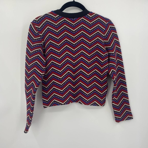 Zara Woman Red Chevron Zig Zag Cropped Sweater Size XS - Picture 3 of 4